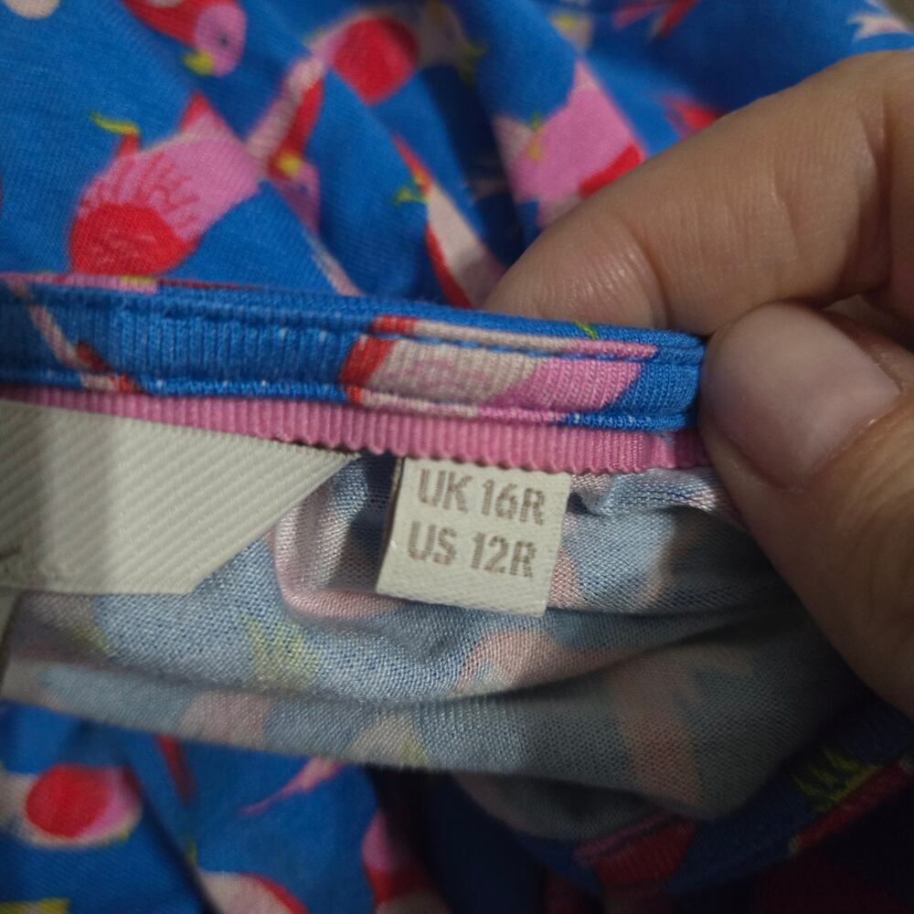 Boden blue parrot midi dress size 12R pink red pockets - Picture 12 of 13